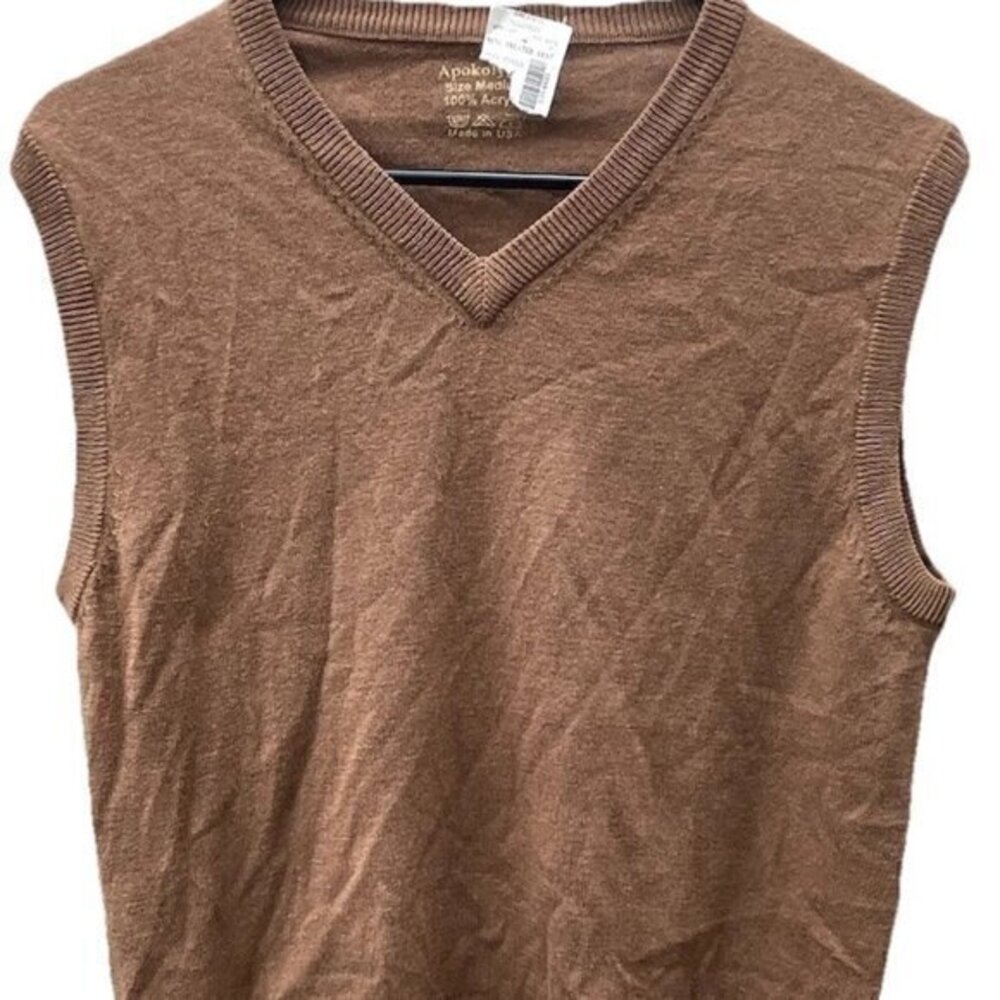 Vintage Apokolypse Acrylic Women’s Brown Acrylic Sz Medium Vest Made in USA